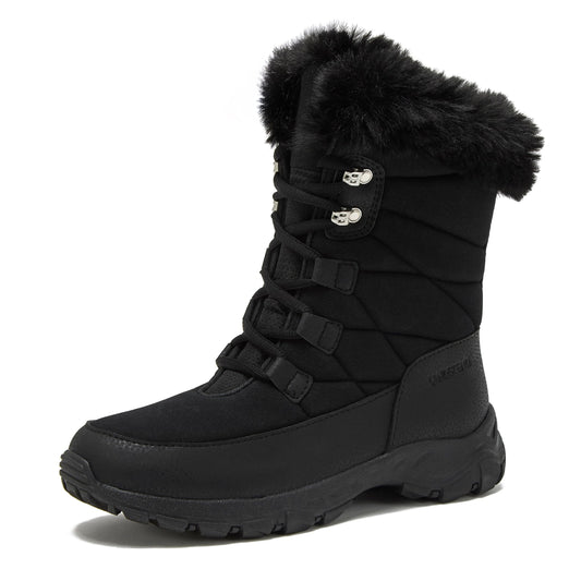 Lands' End Expedition Max Waterproof Insulated Womens Snow Boots, Winter Boots for Women, Medium or Wide Width Sizes 6 to 11, Black, Brown, Blue, White or Grey Winter Shoes - Black, 8 Medium